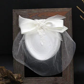 Moterims, Elegantiška baltos spalvos didelis bowknot šydas Fascinator Skrybėlę Kokteilis Bžūp Lady Vestuves Bažnyčioje moteriška skrybėlaitė Skrybėlę Fedora Plaukų Accessories
