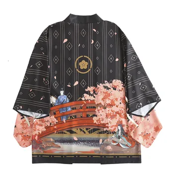 Moteris Derliaus Japonų Kimono Megztinis Vyras Kimono Yukata Obi Mans Haori Samurajus Kostiumas Kiekviena Plona Azijos Cosplay Marškinėliai, Drabužiai