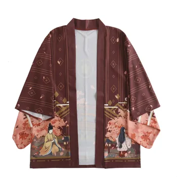 Moteris Derliaus Japonų Kimono Megztinis Vyras Kimono Yukata Obi Mans Haori Samurajus Kostiumas Kiekviena Plona Azijos Cosplay Marškinėliai, Drabužiai