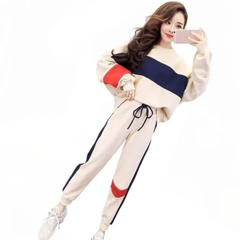 Moteris Rudens-Žiemos Sportiniai Kostiumai Prakaito Kostiumai 2020 Mados Atsitiktinis Kratinys Drabužių Komplektus Nustatyti Hoodies Sweatpants Nustatyti Korėjos Stiliaus