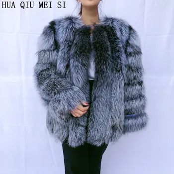 Moteriški drabužiai, kailiniai paltai lapių kailis vertikali juosta silver fox red fox fur coat fox fur coat moterų natūralių kailių paltai paltai