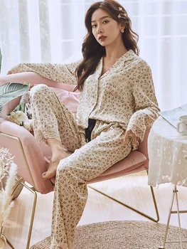 Moteriški Leopardas Spausdinti Šilko Satino Pižama Nustatyti Ilgomis Rankovėmis Sleepwear Pijama Mujer Kostiumas Moterų Miego Dviejų Dalių Komplektas Loungewear Plius