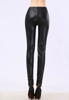 Moterų mados lieknėjimo Kutas antblauzdžiai netikrą oda, juodos Kelnės punk rock odinės Kelnės sexy gothick naktinis baras legging
