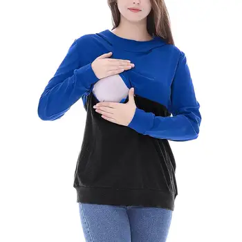Moterų Motinystės ilgomis Rankovėmis Hoodie Slaugos Palaidinės Viršūnes Krūtimi одежда для беременных женская одежда 2019 #2O29