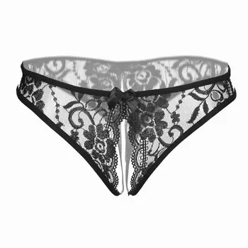 Moterų Sexy G String Nėrinių skylę Atidaryti, Padalinti Akių Thong Kelnaitės Šortai tangas apatinis Trikotažas Underwears Kelnės 2019 174703