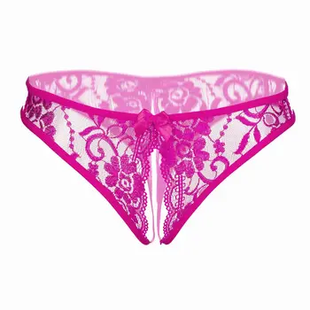 Moterų Sexy G String Nėrinių skylę Atidaryti, Padalinti Akių Thong Kelnaitės Šortai tangas apatinis Trikotažas Underwears Kelnės 2019
