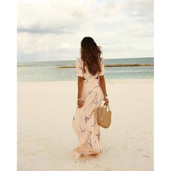 Moterų Spausdinti Paplūdimio Suknelė Ponios Atsitiktinis Elegantiškas Maxi Šalies Vestidos 2020 Naujas Bohemijos Seksualus Giliai V Kaklo Tuščiaviduriai Iš Ilgos Suknelės