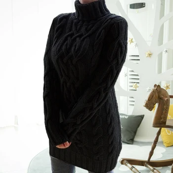 Moterų Suknelė Golfo Twist Megztinius ilgomis Rankovėmis, Šiltas Megztinis Rudenį, Žiemą Mini Suknelė moteris mados 2020 elegantiškas Išlaikyti Šiltas