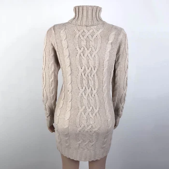 Moterų Suknelė Golfo Twist Megztinius ilgomis Rankovėmis, Šiltas Megztinis Rudenį, Žiemą Mini Suknelė moteris mados 2020 elegantiškas Išlaikyti Šiltas