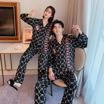Moterų Šilko Pajama Komplektai Satino Pyjama Sleepwear ilgomis Rankovėmis Didelio Dydžio Fashion Pižama Mergina, naktiniai drabužiai Tiktų Namų 