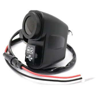 Motociklo USB Voltmeter Termometras 2.1 LED 12V Daugiafunkcinis Vandeniui Motorinių USB Įkroviklis+Digital Voltmeter+Termometras