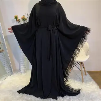 Musulmonų Abaja Suknelė Šikšnosparnių Rankovėmis Ramadanas Dubajus Islamo Turkija Elegantiškas Moteris Hijab Suknelės Kutas Apsiaustu Musulman Maroko Kaftan