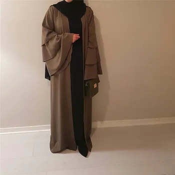 Musulmonų Tumpet Rankovėmis Megztinis Abaja Maxi Dress Ilga Skraiste, Chalatai Tunika Kimono Artimųjų Rytų Ramadanas Arabų Islamo Maldos Drabužiai
