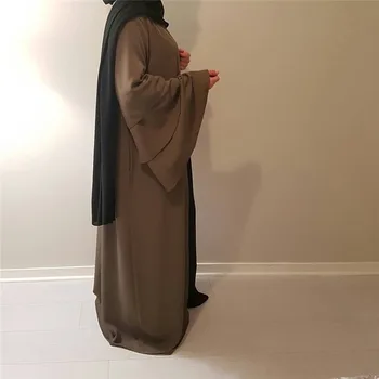 Musulmonų Tumpet Rankovėmis Megztinis Abaja Maxi Dress Ilga Skraiste, Chalatai Tunika Kimono Artimųjų Rytų Ramadanas Arabų Islamo Maldos Drabužiai