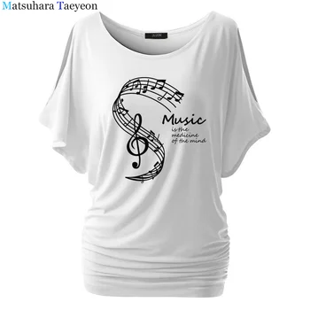 Muzika-Tai Vaistas Proto Atspausdinta Marškinėliai Moterims Vasaros trumpomis Rankovėmis Tshirts Harajuku Marškinėliai Atsitiktinis Topai marškinėliai Prekės