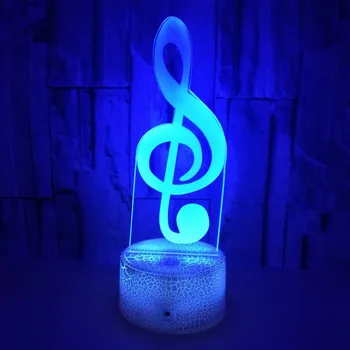 Muzikos Pastaba 3D LED Optinė Iliuzija Lempos Naujovė naktį šviesos 7 Spalvų Keitimas Palieskite Jungiklis Lempos Vaikams Gimtadienio USB ir Baterijos 1639