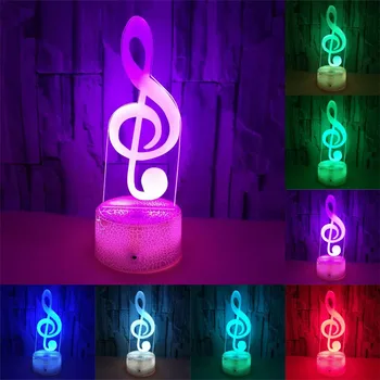 Muzikos Pastaba 3D LED Optinė Iliuzija Lempos Naujovė naktį šviesos 7 Spalvų Keitimas Palieskite Jungiklis Lempos Vaikams Gimtadienio USB ir Baterijos