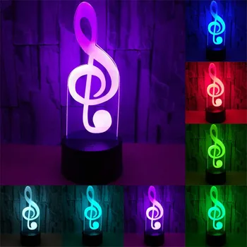 Muzikos Pastaba 3D LED Optinė Iliuzija Lempos Naujovė naktį šviesos 7 Spalvų Keitimas Palieskite Jungiklis Lempos Vaikams Gimtadienio USB ir Baterijos