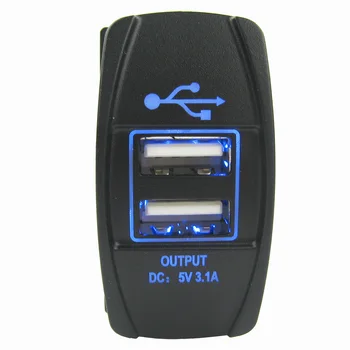 Mėlyna LED Dual Double 2 Port USB Įkroviklio Lizdas Skydelyje Jūrų Laivu RV Automobilių