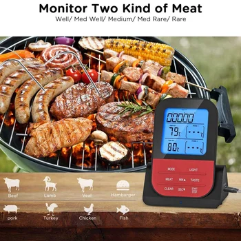 Mėsos Termometras,Bevielis Virtuve Kepimo Grilis Termometras su Dual Zondas,Signalizacijos Stebėti Grilis Rūkalius Krosnelė Skatinimo
