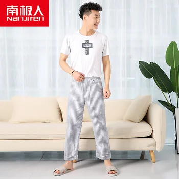 Nanjiren vyrų Pajama Sleepwear Kelnes Karšto Pardavimo Plona Medvilnė vyriškos Nuosėdos Laisvalaikio Namuose Kelnės Anti-uodų Pižama Kelnės