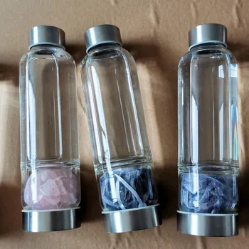 Natūralių Kristalų Eliksyras Buteliai,spalvotų Vandens Kristalų Butelis,Gydymo Kristalų Infuser Energijos 550ML Vandens Butelis