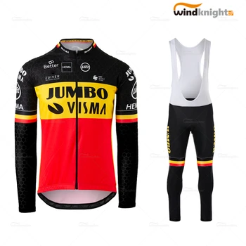 NAUJA Komanda Jumbo 2020 vyrams, ilgomis Rankovėmis dviračių drabužių Rinkinį, Kelnės, kombinezonai su Antkrūtiniais Pavasario/Rudens Jersey Quick Dry Suit Roupa de ciclismo