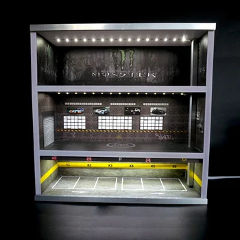 Naujas 1/64 Požeminė automobilių Stovėjimo Aikštelė, daug scena garažas Automobilio modelio 3 sluoksnių ekranas kabinetas šviesos talpinimo apdaila