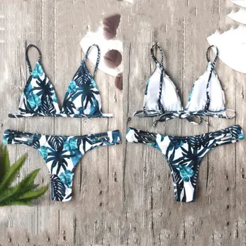 Naujas 2018 M. Vasaros Moterims Gėlių Bikini Komplektas Tvarstis Paminkštinta Push Up Maudymosi Kostiumėliai Maudymosi Kostiumėlį Bather Kostiumas Plaukimo Kostiumas Paplūdimio