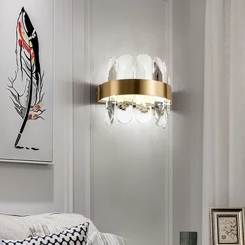 Naujas 2021 Šiuolaikinės Kristalų Sienos Lempos Aukso Patalpų lempa LED Trijų Spalvų šviesos srautą galima reguliuoti, Miegamojo Kambarį, Koridorių Apšvietimas Veidrodis