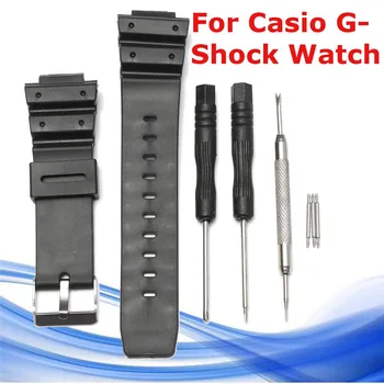 Naujas 25MM Juoda Matinė Silikono Žiūrėti Juostos CASIO G Shock Žiūrėti Dirželis ir Remonto Įrankis, Skirtas CASIO G-Shock 