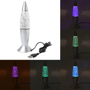 Naujas 3D Raketų Kelių Spalvų Keitimas Lavos Lempa RGB LED Blizgučiai Naktį Šviesos Dovana Sau-23