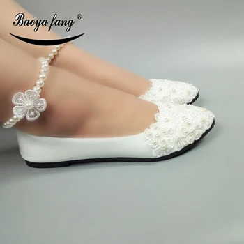 Naujas baltos spalvos Wemens vestuvių batai Nuotaka Ponios Butas batai Pearl Kulkšnies diržas dirželis batai nemokamas pristatymas