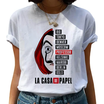 Naujas Harajuku T Marškinėliai Moterims Pinigus Heist Marškinėlius La Casa De Papel Hip-Hop Marškinėliai T-shirts Namas Popierius Fashion Top Tees Moteris