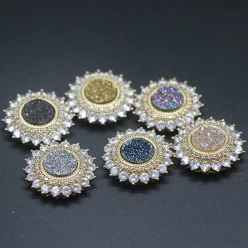 Naujas kristalų 1dozenTitanium Druzy Agates Conector, Aukso plokštelės medžiaga moterų papuošalų, originalus dizainas, pavasario dovana