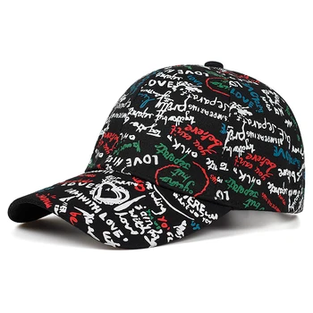 Naujas mados grafiti beisbolo kepuraitę aukštos kokybės meilės spausdinimo tėtis skrybėlę hiphop lauko laisvalaikio bžūp reguliuojamas medvilnė sportas skrybėlę