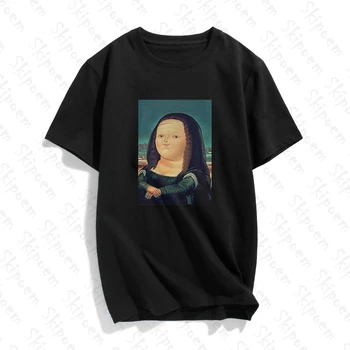Naujas Mados Medvilnės Moterų marškinėliai Juokinga Mona Lisa Paprastas Kūrinys Spausdinti trumpomis Rankovėmis Viršūnes & Tees Atsitiktinis Marškinėliai Prekės ženklo Drabužių