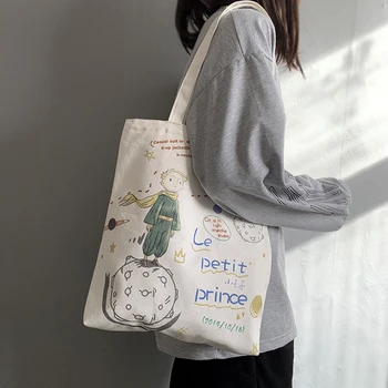 Naujas Mažasis Princas Modelis Drobė Krepšiai Japonija Stiliaus Mažų Šviežių Meno Petį Krepšys Moterims Pirkinių Maišeliai Ins Studentų Rankinės
