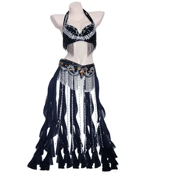 Naujas Moterų pilvo šokio nustatyti kostiumas pilvo šokių drabužius Seksualus Naktį šokių garsiausių Karnavalas Viršūnių Grandinės LIEMENĖLĖ, Diržas 2680