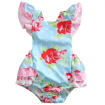 Naujas Rose Romper kūdikių drabužiai Baby Girl Rose Gėlių Romper Pynimas Sunsuit Lankas Drabužius 0-24M