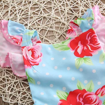 Naujas Rose Romper kūdikių drabužiai Baby Girl Rose Gėlių Romper Pynimas Sunsuit Lankas Drabužius 0-24M