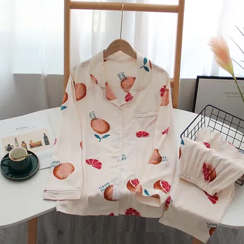 Naujas stilius ponios pavasarį ir rudenį grynos medvilnės, šilko pižama kostiumas ilgomis rankovėmis šviežių gėlių dirbtinis medvilnės namuose paslaugos moterims 21266