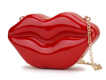 Naujas Stilius Sexy Raudona Lūpų Dizaino Apakinti Moterys Šalis Sankabos Krepšys Vakare Maišelį Grandinės Maišelį Crossbody Maišelį Piniginės ir Rankinės Dėklas