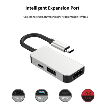 Naujas USB C Hub PD Įkrovimo Tipas C Dokas HDMI 4K Įkroviklis Duomenų Docking Station Splitter Gyv Adapteriai iPad 
