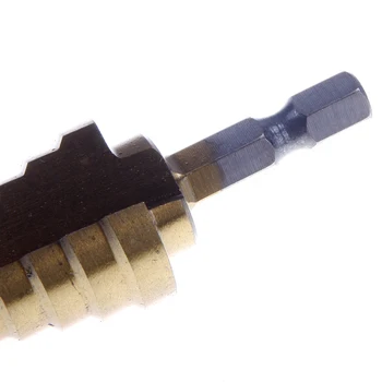 Naujos Praktinės Hex Titano Žingsnis Kūgio formos Grąžtas Skylę HSS 4241 Lakštinio Metalo Įrankis, 4-22mm #72210