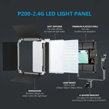 Neewer fotografija, LED Vaizdo Šviesos Rinkinys 2-Pack 2.4 G, foto studija, vaizdo šviesos, su Stovu Bi-color 200 SMD skirta tik tok 