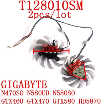 Nemokamas Pristatymas 2vnt/daug T128010SM 75mm 12v 0.2 A Gigabyte N470SO N580UD N580SO GTX460 GTX470 GTX580 HD5870 aušinimo ventiliatorius