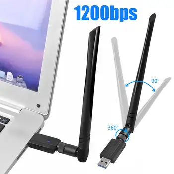 Nešiojamų 1200Mbps 2.4/5 ghz Dual Band USB 3.0 Belaidžio Tinklo plokštė-WiFi Adapteris PC Priedai