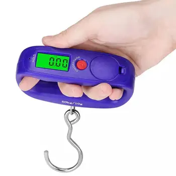 Nešiojamų Mini Skaitmeninis Rankiniai 50Kg Žuvų Kablio Kabinti Masto Dvigubo Tikslumo Elektroninės Koeficientas Bagažo Masto LED Ekranas