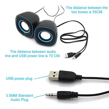 Nešiojamų Mini USB Stereo Garsiakalbis Soundbar Garsiakalbiai Sąsiuvinis Nešiojamąjį Kompiuterį Telefono Muzikos Grotuvas USB 2.0 PC Garsiakalbis
